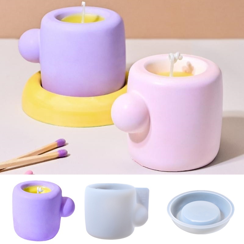 Candle Containers - 3D Mok Met Coaster Siliconen Mal