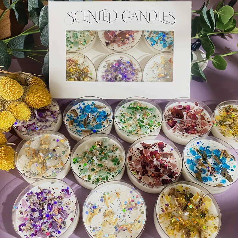 Candle Fragrance - Set van 6 geurkaarsen Geurkristal Steen